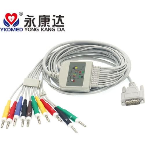 Reusable One-piece Edan 10 Lead EKG Cable FDA/CE medical accessories,free shipping
