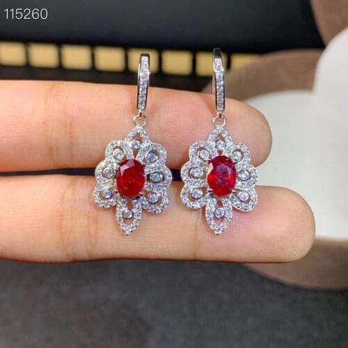 Natural red ruby gemstone dangling earrings for beauty jewelry fine ornament hook dangling earring natural gem girl party gift