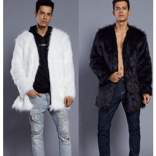 T0837 Europe and United States New Fashion Man Winter Clothing popular V collar faux fur coat jacket Male Winter Coat
