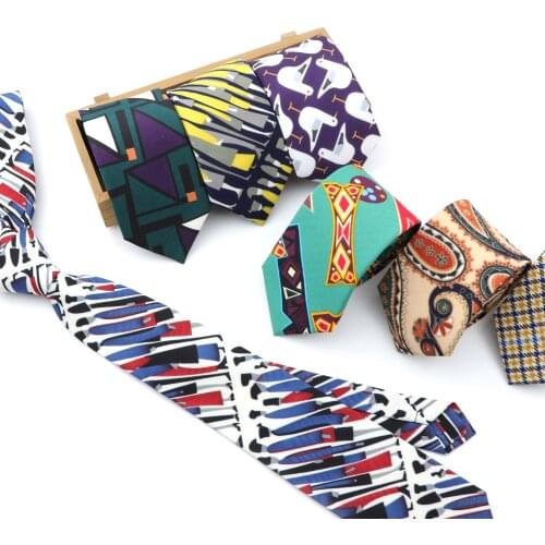 Brand New Mens Geometric Neck Ties Casual Polyester 7cm Slim Necktie Skinny Bohemian Style Ties For Gift Accessories