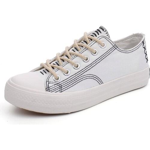 Shoes Woman White Canvas Shoes Sneakers Casual Fashion Solid Color Flats Chaussures Femme Zapatillas Sewing Vulcanized Shoe