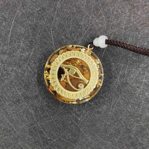 Orgonite Necklace Eye of Horus Pendant Sacred Geometry Tiger Eye Energy Necklace For Women Men Jewelry