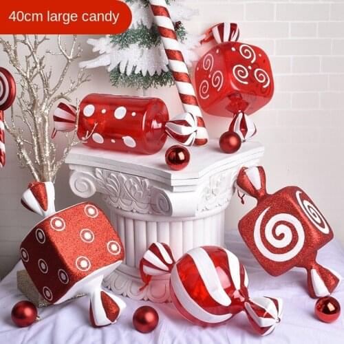 Christmas decoration scene hang furnishing articles DIY candy store supermarket 40 cm red, white and transparent powder candy