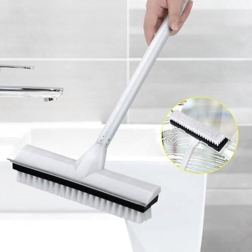 With Long Handle Adjustable Rubber Scraper Floor Scrub Brush Carpet Brush Stainless Metal Handle Scrubber with Stiff Bristles