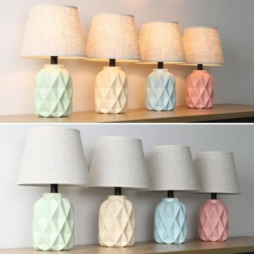 Nordic Modern Table Lamp Concise Creative Living Room Bedroom Hotel Decorative Color Linen Lamp Shade Table Lamp