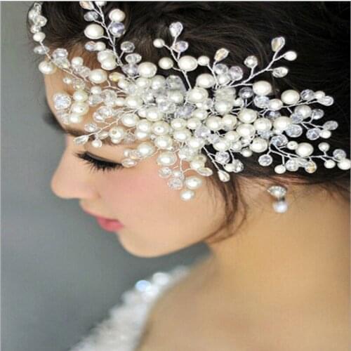 Wedding bridal jewelry accessories handmade inserted comb hair headdress wedding with pearl tiara wedding decoration marriage