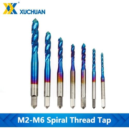 1pc HSS 6542 Screw Tap Drill Bit M2-M6 Nano Blue Coated Spiral Thread Tap Metric Machine Thread Tap Drill