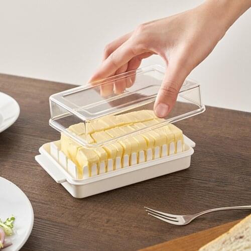 Butter Dish with Lid Dust-proof Slicing Storage Box Plastic Clear Cheese Fresh-keeping Case Container