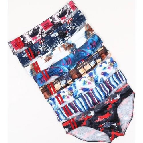 8PCS Man Underwear Print Briefs Mens Soft Brief Underpants Shorts Print Sexy Underwear Calzoncillos Hombre Underpants Briefs