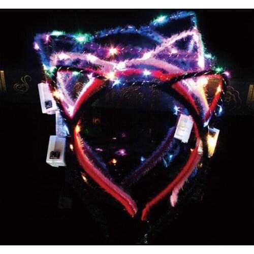 Party decor Cat Ear Headband Party Glowing Supplies Women Girl Flashing Hair Accessories football fan concet fans cheer props