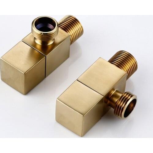 Filling Valves Soild Brass Angle Valves 1/2"Male x 1/2" Male Cold & Hot Bathroom Bidet Valve Bathroom Accessories Brushed Gold