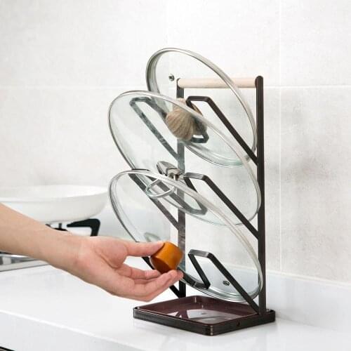 High Quality Iron Kitchen Rack Storage Shelf Cutting Board Holder Pan Cover Pot Lid Holder Organizer Kitchen Organizer Shelves