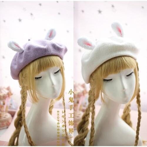 Japanese Sen retro beret female autumn and winter pure wool cute antler Christmas beret painter hat