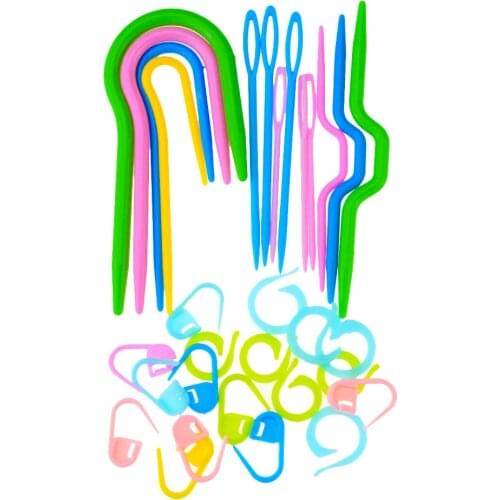 1 Set 53pcs Knitting Crochet Kit Random Color Needle Clip Plastic Knit Stitch Craft Markers Cross Stitch Tool Sewing Tools