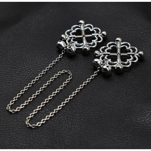 1Pair Metal Bondage Nipple Clamps with Chain Nipple Clips Labia Clamps Slave BDSM Women Toys Sex Games Breast Clover Clamps SM