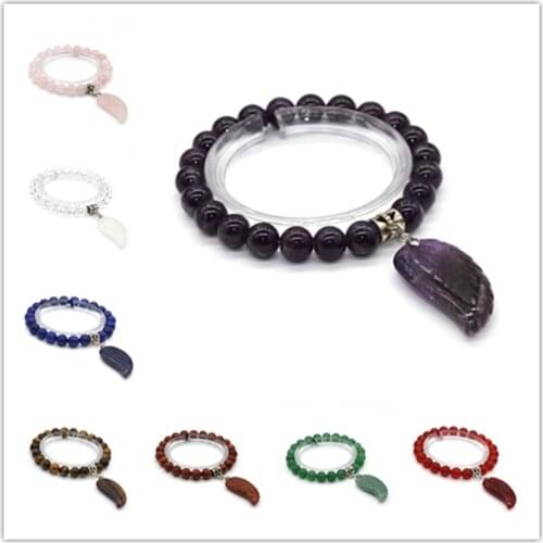 100-Unique 1 Pcs Silver Plated Angel Wing Amethysts Stone Connect 8 mm Round Beads Feather Bracelet Red Agates Jewelry