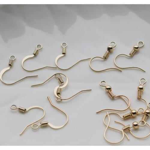 15mm 10pairs Vacuum plating gold color ball beads flat Earring Hooks for making jewelry accessories ear hooks