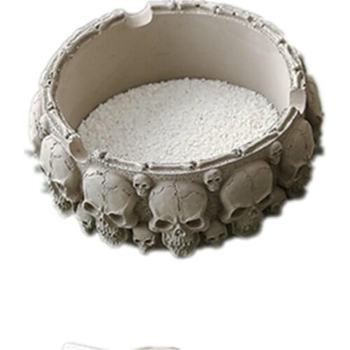 3D Skull Ashtray Resin Craft Pot Silicone Cake Baking Molds Cement Flowerpot Concrete Planter Vase Mould Candlestick Holder Mold