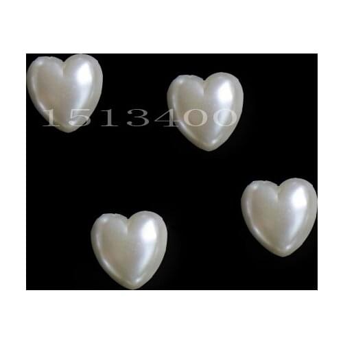 400pcs/lot cheap imitation white plastic half pearl heart beads flatback cabochon Scrapbooking Craft