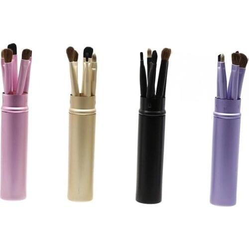 Mythus 5pcs Round Tube Makeup Eyeshadow Brush Cosmetic Makeup Eyebrow Lip Brushes Kit Eyeliner Powder Tool Set In 4 Colors