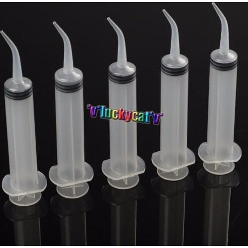 5Pcs Disposable Dental Irrigation Syringe With Curved Tip 12CC For Dentist Use