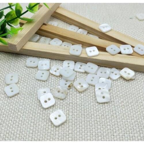 50 pcs/lot 11mm fashion natural square White mother of pearl shell button with2holes bowl shirt button Sewing Buttons