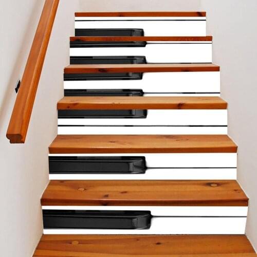 6pcs 3D Simulation Piano Key Staircase Stickers Stairs Riser Decal Home Decor