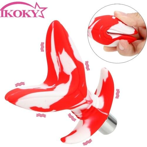 IKOKY 10 Speed Anal Plug Butt Plug Sex Toys for Women Men Gay Vibrator Soft Silicone Opening Anus Expander Flower Anal Dilator