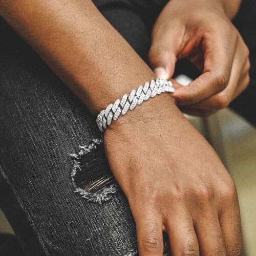 High quality women men hiphop Rock miami cuban link chain bracelet Iced out bling 5A cubic zirconia CZ classic jewelry drop ship