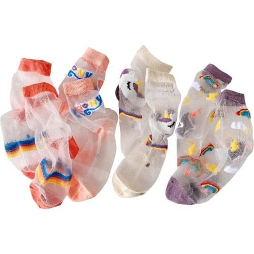 2021 New Children Socks Summer Thin Mesh Breathable Cute Cartoon Korean Baby Socks for 1-9Years Boys and Girls