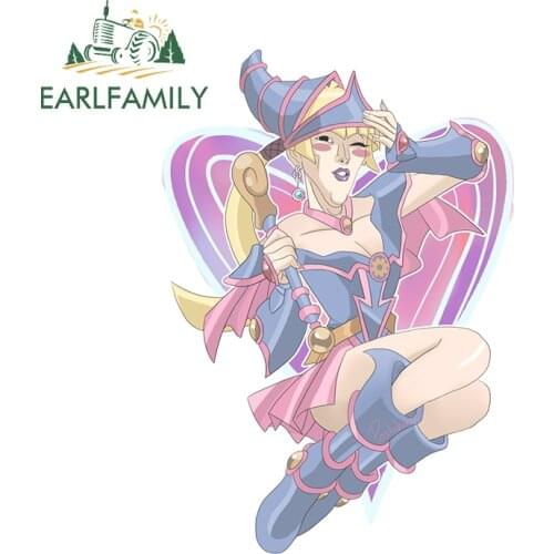 EARLFAMILY 13cm x 9.6cm for Dark Magician Girl Yu-Gi-Oh Vinyl Car Wrap Decal Funny Car Stickers Scratch-Proof Windows Decoration