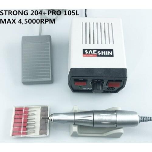 65W 45000RPM Strong 210 204 SILVER PRO105L Electric Nail Drills Machine Manicure Pedicure File Bits Nails sculpture polish