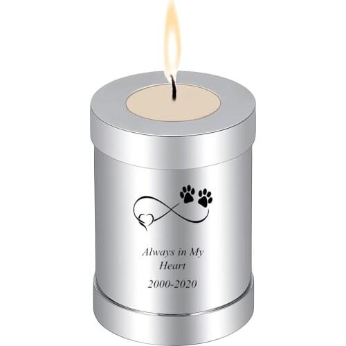 IJU045 Cylinder Free Engrave Ashes Urn for Human Pet Memorial Candle Holder Cremation Jar