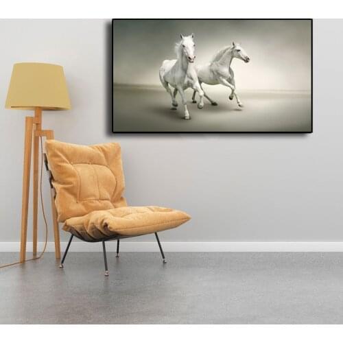 White Horse Running Animal Canvas Painting Modern Fashion Wall Art Home Decoration Bedroom Living Room Picture Unframed Fashion