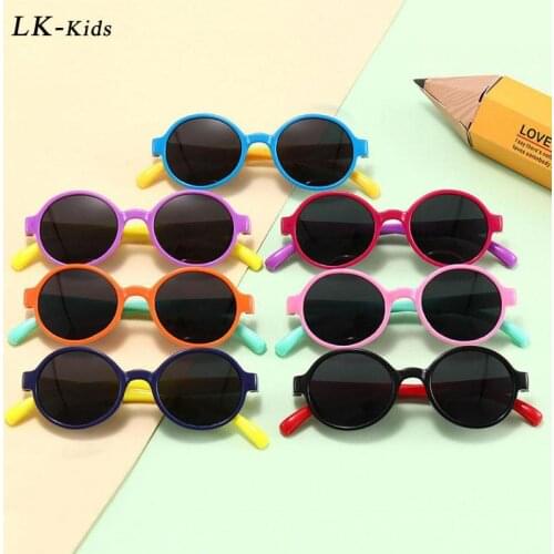 LongKeeper Classic Children Round Polarized Sunglasses Vintage Kids Silicone TR90 Glasses Boys Girls Fashion Brand Sun Glasses