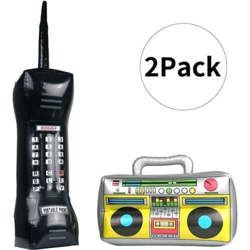 2 Pieces Of Inflatable Boom Box And Blow Up Retro Mobile Phone Inflatable Pool Toys Party Accessories For Men And Women
