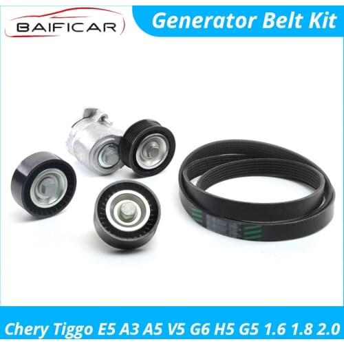 Baificar Brand New Quality Generator Belt Kit Tensioner Pulley Idler Set for Chery Tiggo E5 A3 A5 V5 G6 H5 G5 1.6 1.8 2.0