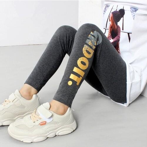 Girls Leggings Autumn Fashion Printed Letter Elastic Kids Leisure Trousers Pants For Teen Girl 6 8 10 12 14 Year Wear Dwq436