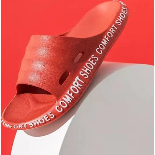 Summer Womens Thick Bottom Letter Decoration One Word Outside Wearing Slippers Soft Bottom Anti-Skid Home Bathroom Slippers