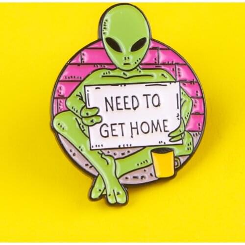 Alien Planet Metal Enamel Pins Badge On Clothes Jeans Cartoon Astronaut Coffee Cup Cat Brooch Lapel Pin Jewelry Gift for Friends