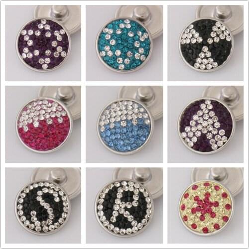 Fashion beauty pattern 18MM Rhinestone&clay manual snap buttons Shambala snap buttons fit DIY 18mm snap jewelry wholesale