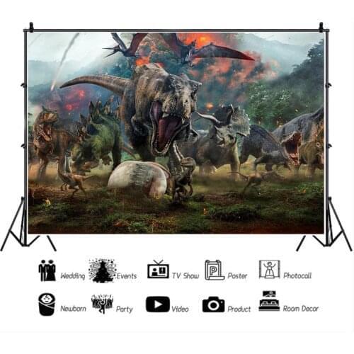 Cartoon Volcano Eruption Dinosaur War Picture Background Childrens Birthday Party Decoration Studio Photography Scene