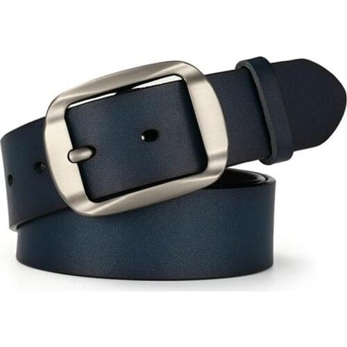 EL BARCO Cowhide Leather Belt For Men Luxury Casual Business Black Coffee Male Belts Pin Buckle Blue Brown Waist Strap 105-125cm