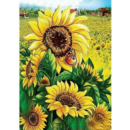 Flower Sunflower Printed Canvas 11CT Cross-Stitch Full Kit Embroidery Sewing Hobby Needlework Handiwork Different Gift Halloween