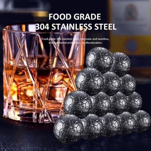 Stainless Steel Natural Whiskey Stones Sipping Ice Cube Beer Wine Whisky Cooler Form For Ice ​Football Ice Hockey Quick-Frozen