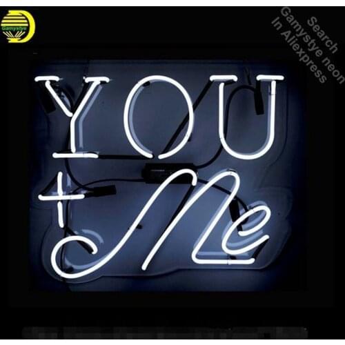 YOU+ME Neon Sign With Acrylic Neon Bulb Handcrafted Glass Tube Sign Affiche Light Recreation Room Window Wall Great Gifts 17x14