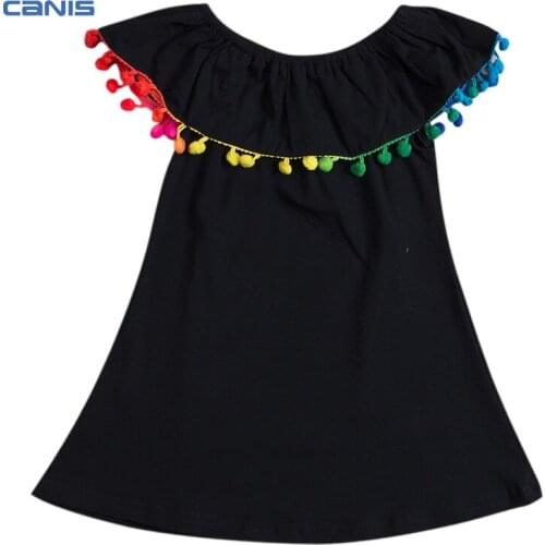New Cute Baby Girls Toddler Summer Clothes Multi Colors Tassels Princess Party Dress 1-6Y