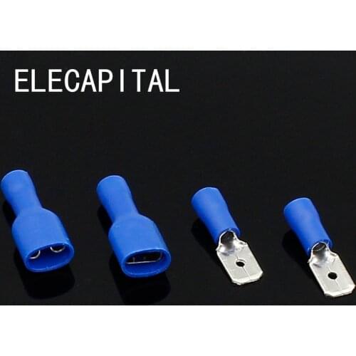 6.3mm blue Female/Male Spade Insulated Electrical Crimp Terminal Connectors