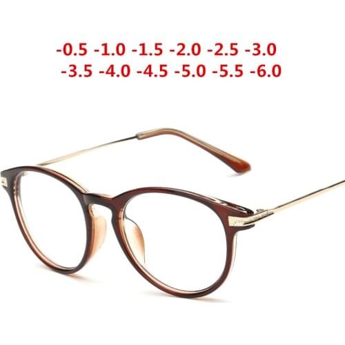 Retro Brown Frame Myopia Glasses Fashion Finished Myopia Glasses Women Men -100 -150 -200 -250 -300 -350 -400 -450 -500 -600