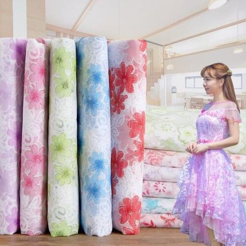 Daisy Printing Organza Fabric 160cm Width for Girls Summer Dress Princess Dress Handmade DIY Curtain Clothing Decoration Fabric